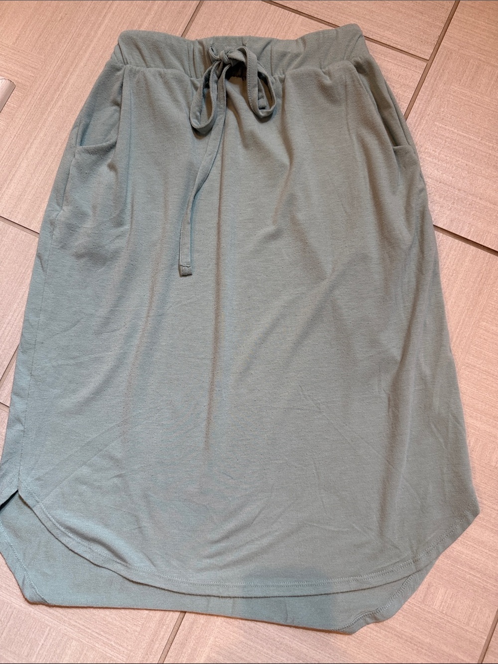 Zenana Outfitters Sage Green Drawstring Skirt with Pockets